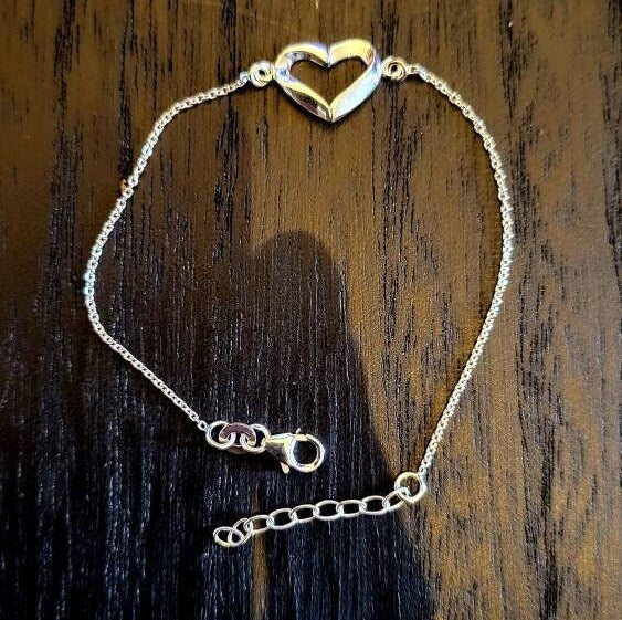 Heart Pendant Bracelet 925 Sterling Silver Minimal Heart Bracelet - Pretty Savage Jewellery