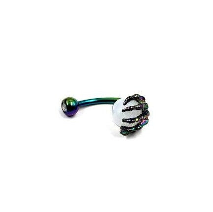 Skeleton Hand Belly Bar Halloween Body Jewellery Spooky Rainbow Skull Navel Bar - Pretty Savage Jewellery