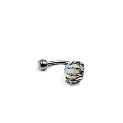 Skeleton Hand Belly Bar Halloween Body Jewellery Silver Skull Navel Bar - Pretty Savage Jewellery