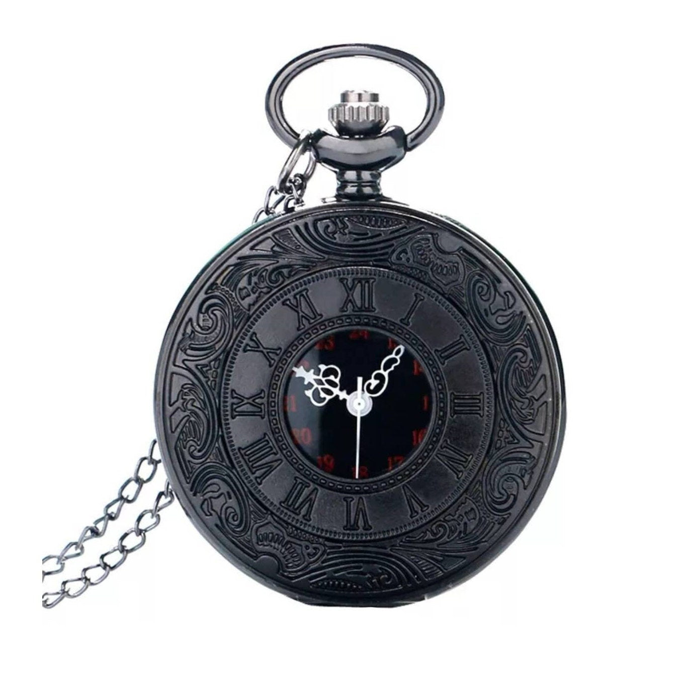 Roman Numerals Quartz Pocket Watch With Chain - Pretty Savage Jewellery