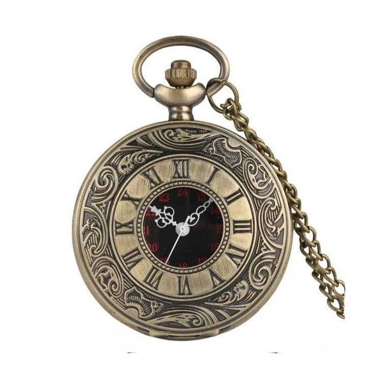 Roman Numerals Quartz Pocket Watch With Chain - Pretty Savage Jewellery