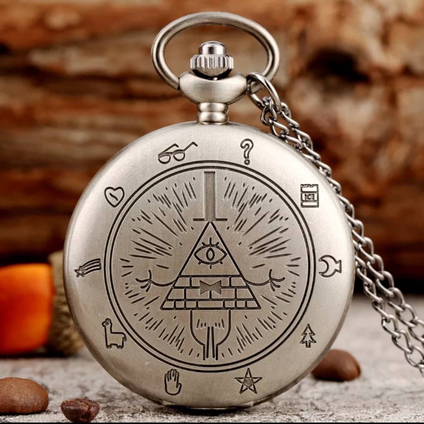 Eye of Providence Weird Town Triangle Devil Quartz Pocket Watch Necklace Pendant - Pretty Savage Jewellery