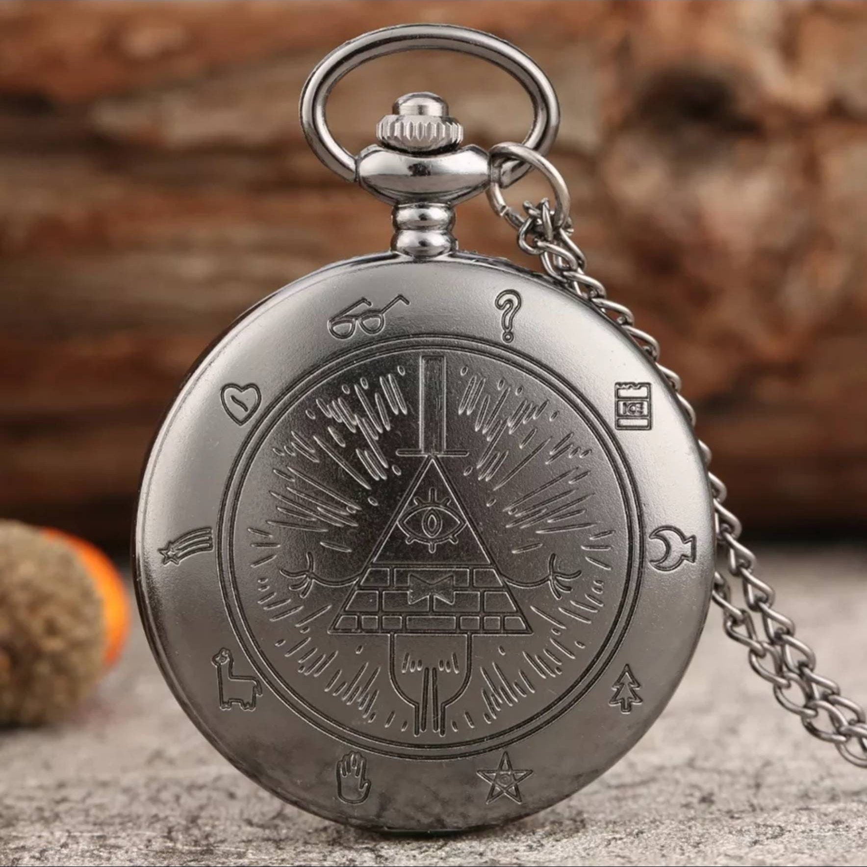 Eye of Providence Weird Town Triangle Devil Quartz Pocket Watch Necklace Pendant - Pretty Savage Jewellery