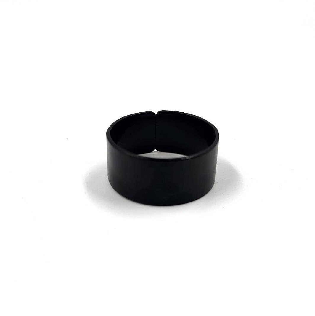 Black Metal Ring Adjustable Gothic Ring - Pretty Savage Jewellery