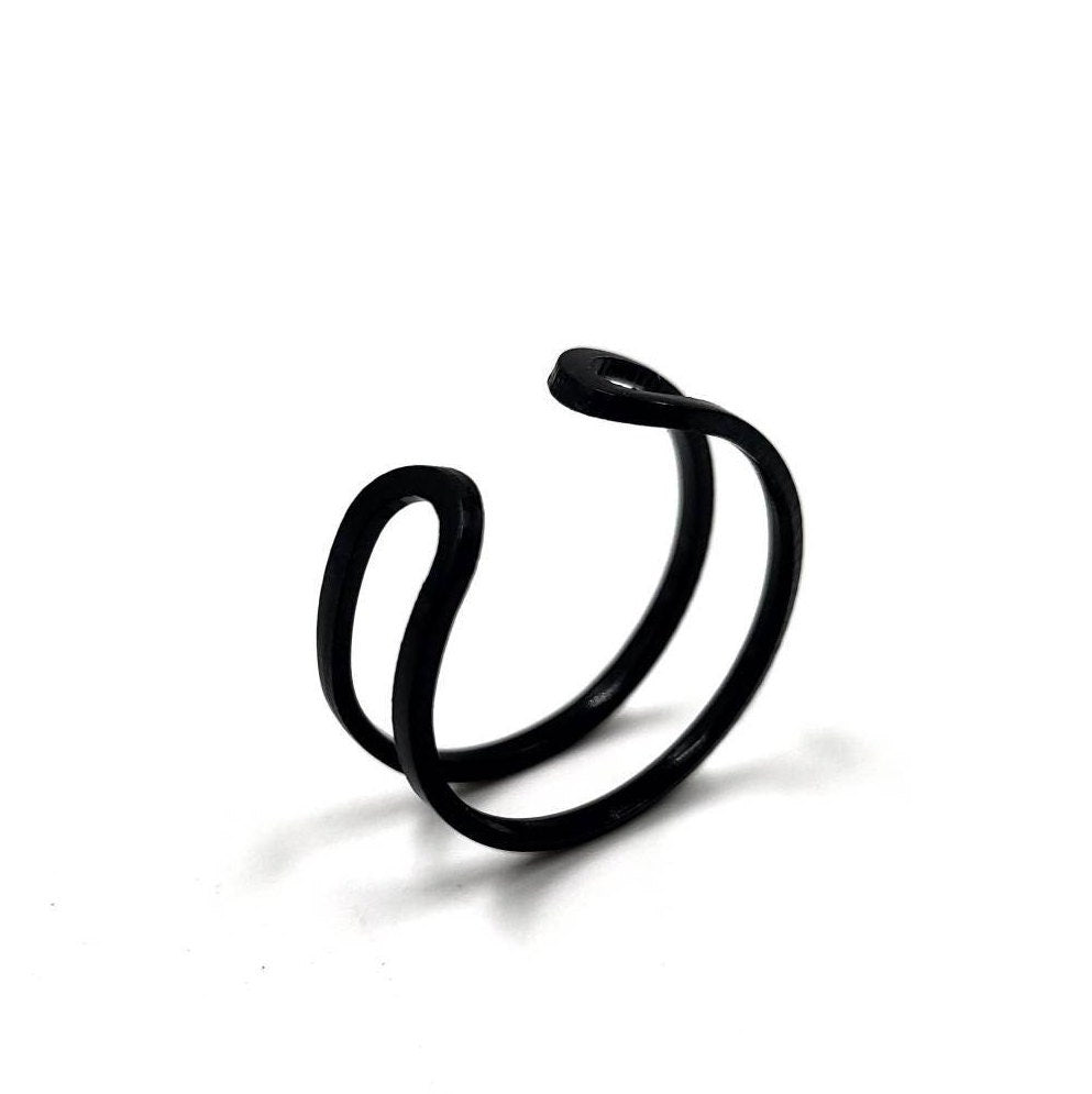 Double Band Black Adjustable Ring - Pretty Savage Jewellery