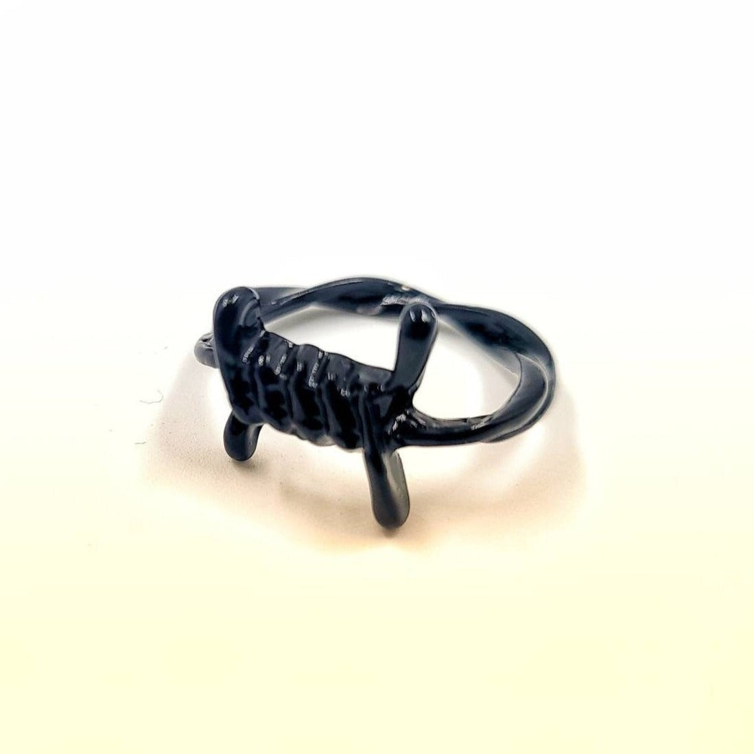 Black Barb Wire Twisted Metal Ring - Pretty Savage Jewellery