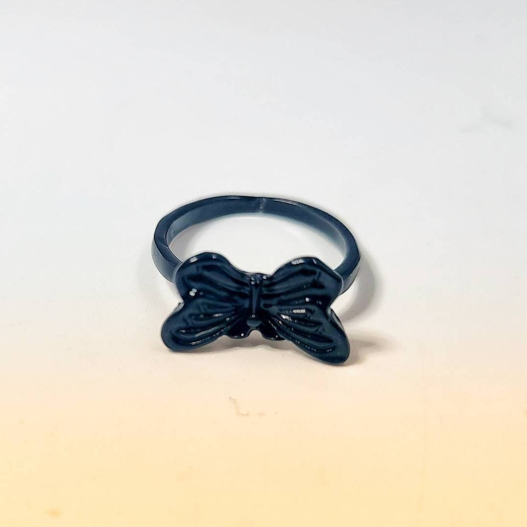 Black Butterfly Metal Ring - Pretty Savage Jewellery